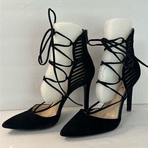 JESSICA SIMPSON Cynessa Black Suede Lace-Up Pumps Size 6.5